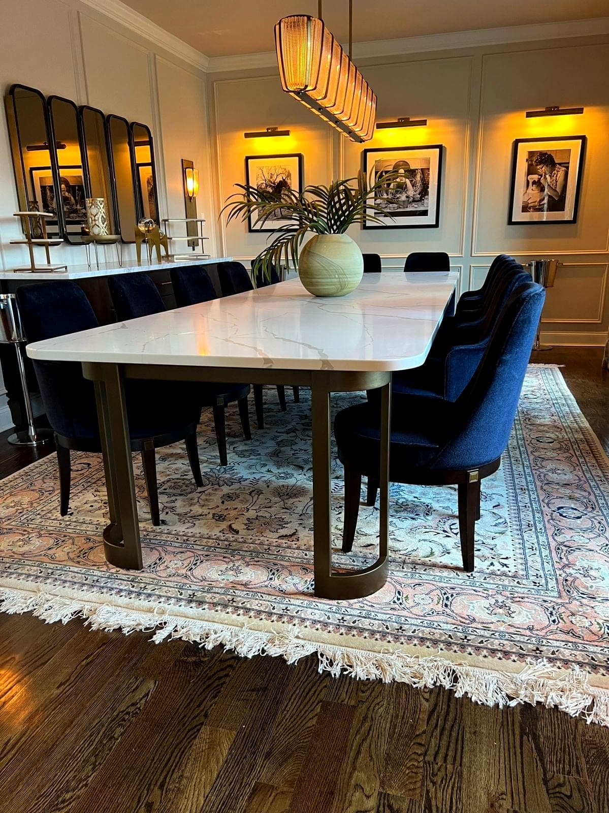 Private dining room table and interior metalwork