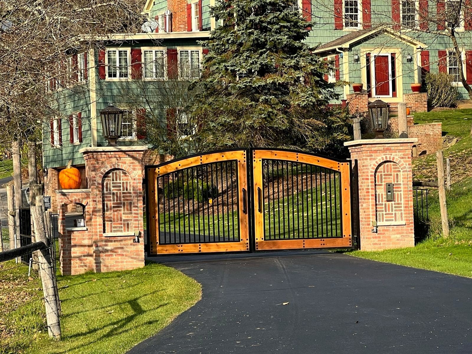 Custom steel and wood estate gate
