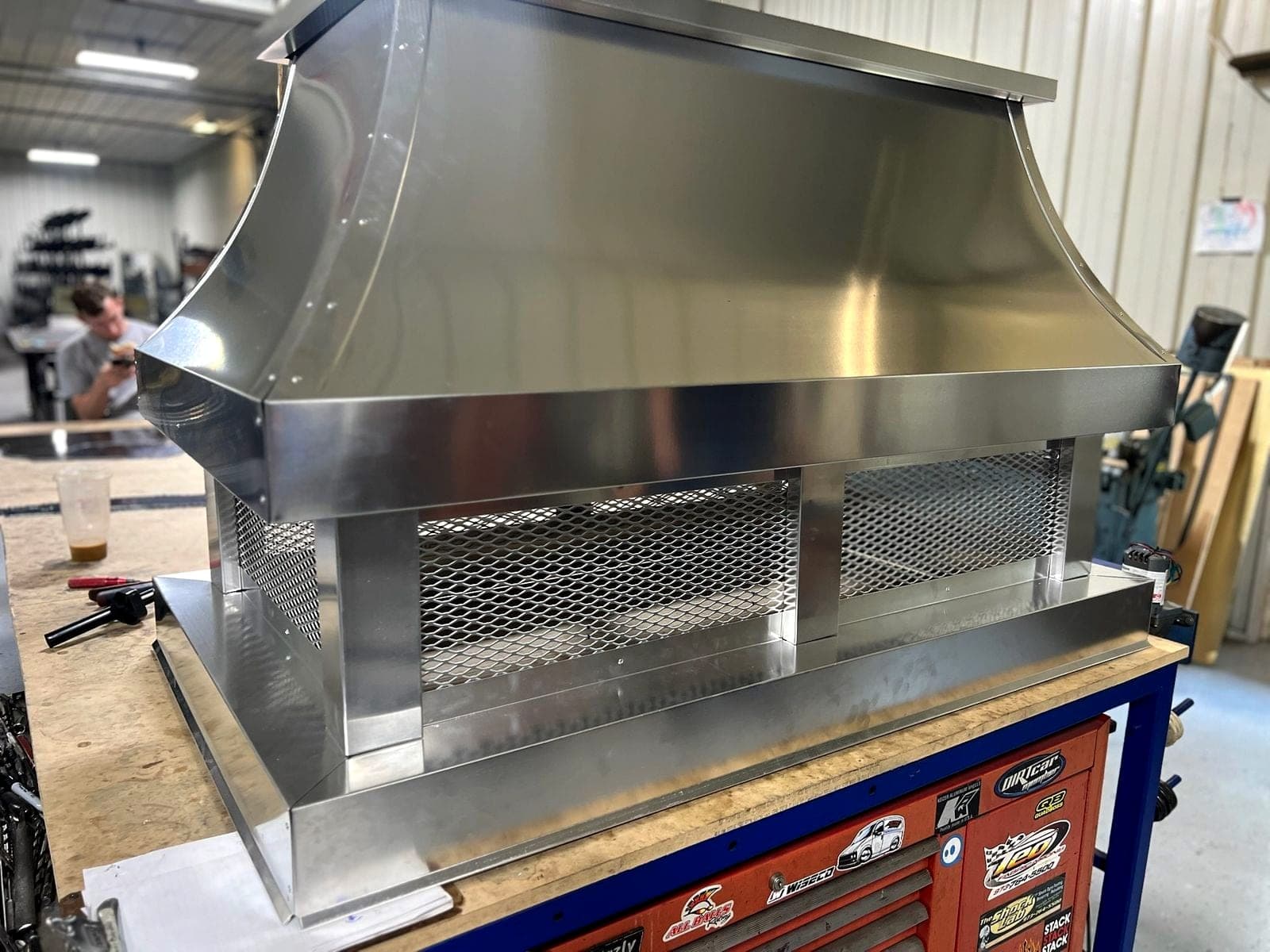 Stainless ventilation hood, fabricated in house