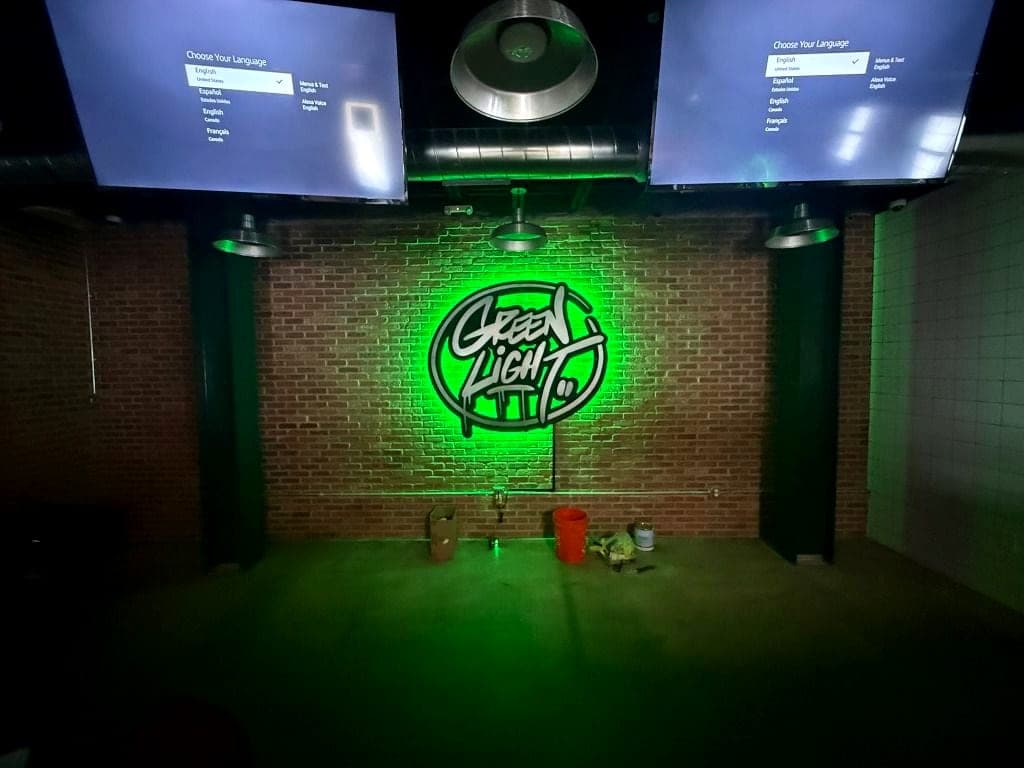Custom neon sign on brick